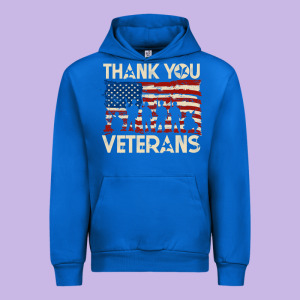 Thank You Veterans American Flag Patriotic Urban Hoodie Designed By Baomotion