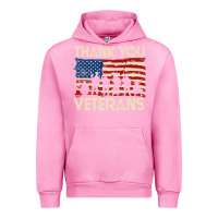 Fuchsia Pink Thank You Veterans American Flag Patriotic Urban Hoodie - baoMotion