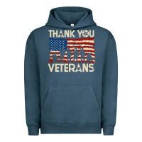 Pigment Midnight Navy Thank You Veterans American Flag Patriotic Urban Hoodie - baoMotion