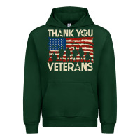 Forest Green Thank You Veterans American Flag Patriotic Urban Hoodie - baoMotion