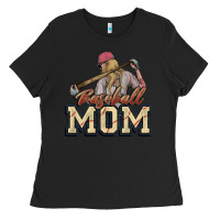 Black Baseball mom Ladies Tee - HowdyJamesFarm
