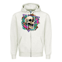 Oatmeal Heather race skull Zipper Hoodie - AdoDesignShop