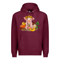 Burgundy fall pig Premium Hoodie - RanaPortraitStore