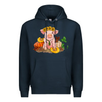 Navy fall pig Premium Hoodie - RanaPortraitStore