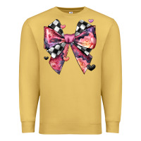 Antique Gold coquette bow floral checkered pattern Premium Sweatshirt - JahusDesignShop