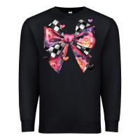 Black coquette bow floral checkered pattern Premium Sweatshirt - JahusDesignShop