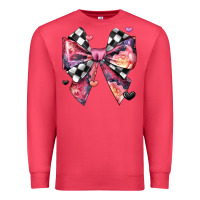 Cardinal coquette bow floral checkered pattern Premium Sweatshirt - JahusDesignShop