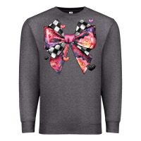 Charcoal Heather coquette bow floral checkered pattern Premium Sweatshirt - JahusDesignShop