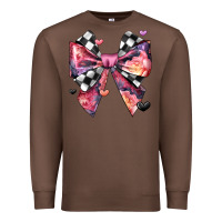 Chestnut coquette bow floral checkered pattern Premium Sweatshirt - JahusDesignShop