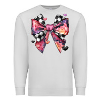 Dove Grey coquette bow floral checkered pattern Premium Sweatshirt - JahusDesignShop