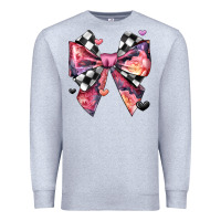Heather Grey coquette bow floral checkered pattern Premium Sweatshirt - JahusDesignShop