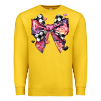 Lemon coquette bow floral checkered pattern Premium Sweatshirt - JahusDesignShop