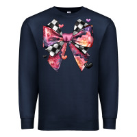 Navy coquette bow floral checkered pattern Premium Sweatshirt - JahusDesignShop