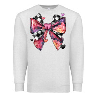 Oatmeal Heather coquette bow floral checkered pattern Premium Sweatshirt - JahusDesignShop