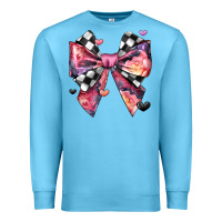 Ocean Blue coquette bow floral checkered pattern Premium Sweatshirt - JahusDesignShop