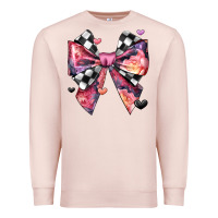 Pale Pink coquette bow floral checkered pattern Premium Sweatshirt - JahusDesignShop