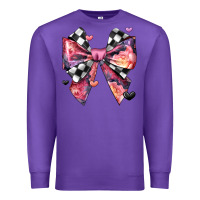 Purple coquette bow floral checkered pattern Premium Sweatshirt - JahusDesignShop