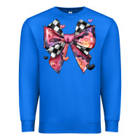 True Royal coquette bow floral checkered pattern Premium Sweatshirt - JahusDesignShop