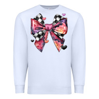 White coquette bow floral checkered pattern Premium Sweatshirt - JahusDesignShop