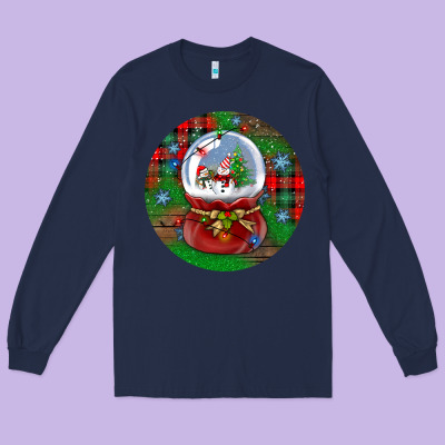 Snow Globe Christmas Ornament Long Sleeve Tee Designed By Bundleandbundleshop