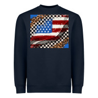Navy American flag and race flag Heavyweight Sweatshirt - AdoDesignShop