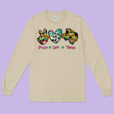 Peace Love Texas Long Sleeve Tee Designed By Ranaportraitstore