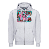 Heather Grey race track mom Zipper Hoodie - AdoDesignShop