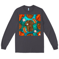 Smoke baseball leopard uniform and hotdog with gemstone seamless pattern Long Sleeve Tee - BundleAndBundleShop