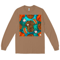 Toasted Coconut baseball leopard uniform and hotdog with gemstone seamless pattern Long Sleeve Tee - BundleAndBundleShop