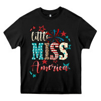 Black Little miss America 4th of july Heavy Core Tee - HowdyJamesFarm