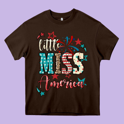 Little Miss America 4th Of July Heavy Core Tee Designed By Howdyjamesfarm