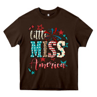 Chocolate Brown Little miss America 4th of july Heavy Core Tee - HowdyJamesFarm