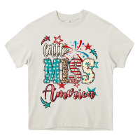 Cream Little miss America 4th of july Heavy Core Tee - HowdyJamesFarm