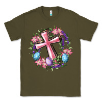 Army Green Cross With Floral Wreath And Easter Eggs Classic Tee - RanaPortraitStore