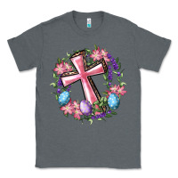 Charcoal Heather Cross With Floral Wreath And Easter Eggs Classic Tee - RanaPortraitStore