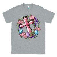 Heather Grey Cross With Floral Wreath And Easter Eggs Classic Tee - RanaPortraitStore