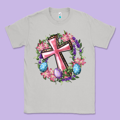 Cross With Floral Wreath And Easter Eggs Classic Tee Designed By Ranaportraitstore