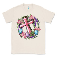 Natural Cross With Floral Wreath And Easter Eggs Classic Tee - RanaPortraitStore