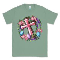 Sage Cross With Floral Wreath And Easter Eggs Classic Tee - RanaPortraitStore