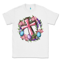 White Cross With Floral Wreath And Easter Eggs Classic Tee - RanaPortraitStore