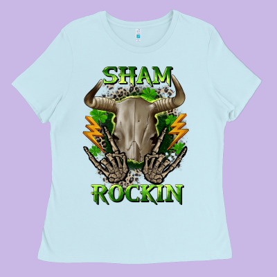 Sham Rockin St. Patrick's Day Ladies Tee Designed By Cowgirlartshop