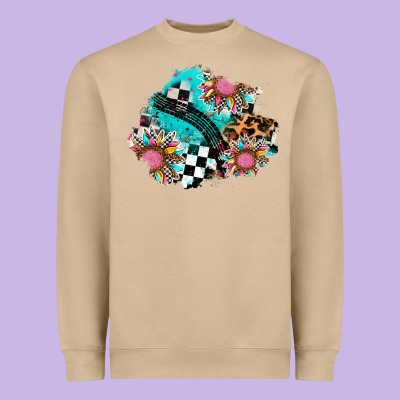 Race Sunflower Patches Heavyweight Sweatshirt Designed By Adodesignshop