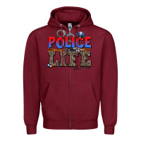 Burgundy police life Zipper Hoodie - AdoDesignShop