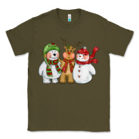 Army Green christmas polar bear reindeer and snowman Classic Tee - CowGirlArtShop
