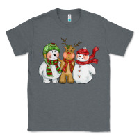 Charcoal Heather christmas polar bear reindeer and snowman Classic Tee - CowGirlArtShop