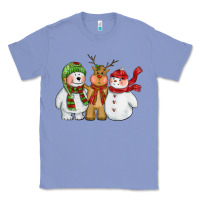 Colony Blue christmas polar bear reindeer and snowman Classic Tee - CowGirlArtShop