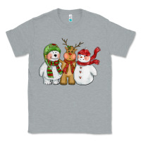 Heather Grey christmas polar bear reindeer and snowman Classic Tee - CowGirlArtShop
