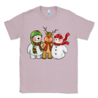 Lilac christmas polar bear reindeer and snowman Classic Tee - CowGirlArtShop