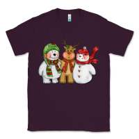 Plum christmas polar bear reindeer and snowman Classic Tee - CowGirlArtShop