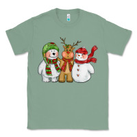 Sage christmas polar bear reindeer and snowman Classic Tee - CowGirlArtShop